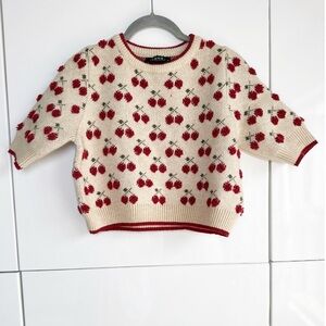 Cider Cherry Sweater Cropped Knit Crew Beck Size Medium Short Sleeve